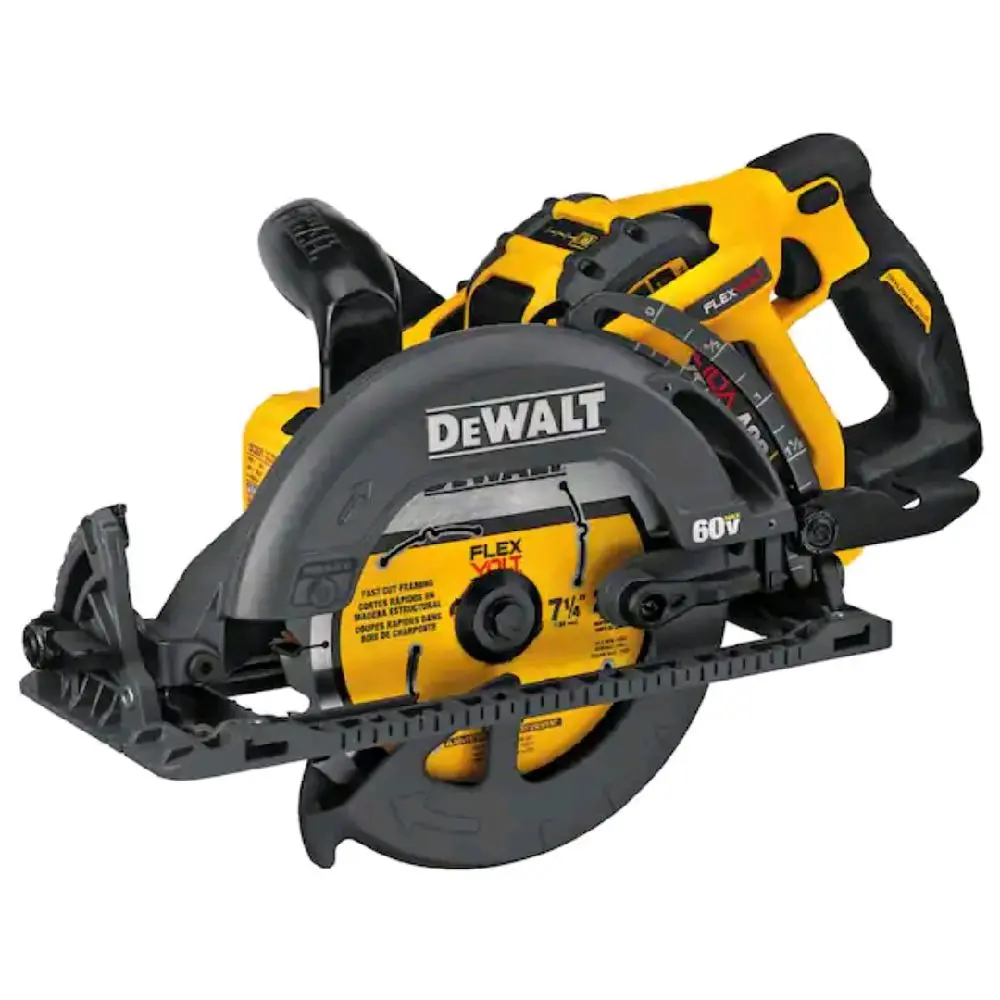DEWALT FLEXVOLT 60V 7-1/4 in. Wormdrive Style Circular Saw, Brushless Motor, Cutting Wood Tool, Magnesium Shoe, DCS577B Model, Electronic Brake