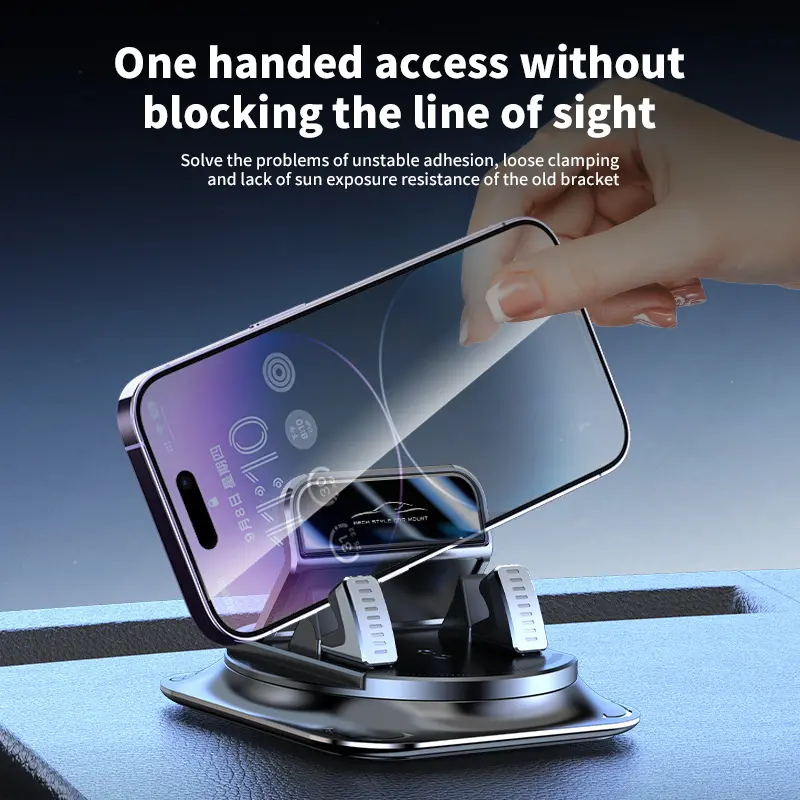[DealsForYouDays] Small Luxurious Hinged Car Phone Holder - 360° Rotation, Horizontal/Vert. Angle Adjust, Suction Cup Fixing, Non-Slip, Plastic Comp., Simple Install, for iPhone/Android Car Dashboard Navigation