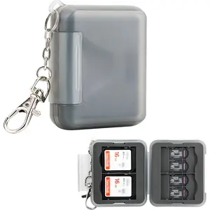 SD Card Holder Case Water-Resistant: Portable 12 Slots Memory Card Case for 8  SD Card & 4 SD/SDXC/SDHC Card, Memory Card Hard Carrying Box Keeper Protector with Rubber Interior Grey