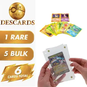 6 Pokémon Card Lot – 1 Guaranteed Rare EX/GX/Mega EX/IR/AR + 5 Bulk Cards