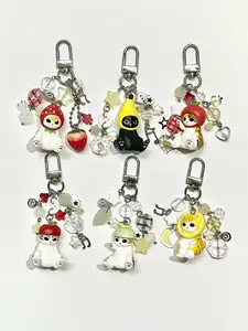 Handmade Beaded Mofu Series Fruit Keychain, Cute Fruits Design, Perfect Gift for Kids & Adults, Durable Material, Unique Accessory, Keychain Series Figures