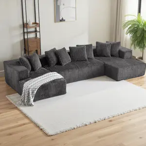 【3 Packages shipping】133"Large modular sofa with 8 pillows and double lounge chairs, U-shaped no assembly required, deep seat modular cloud sofa