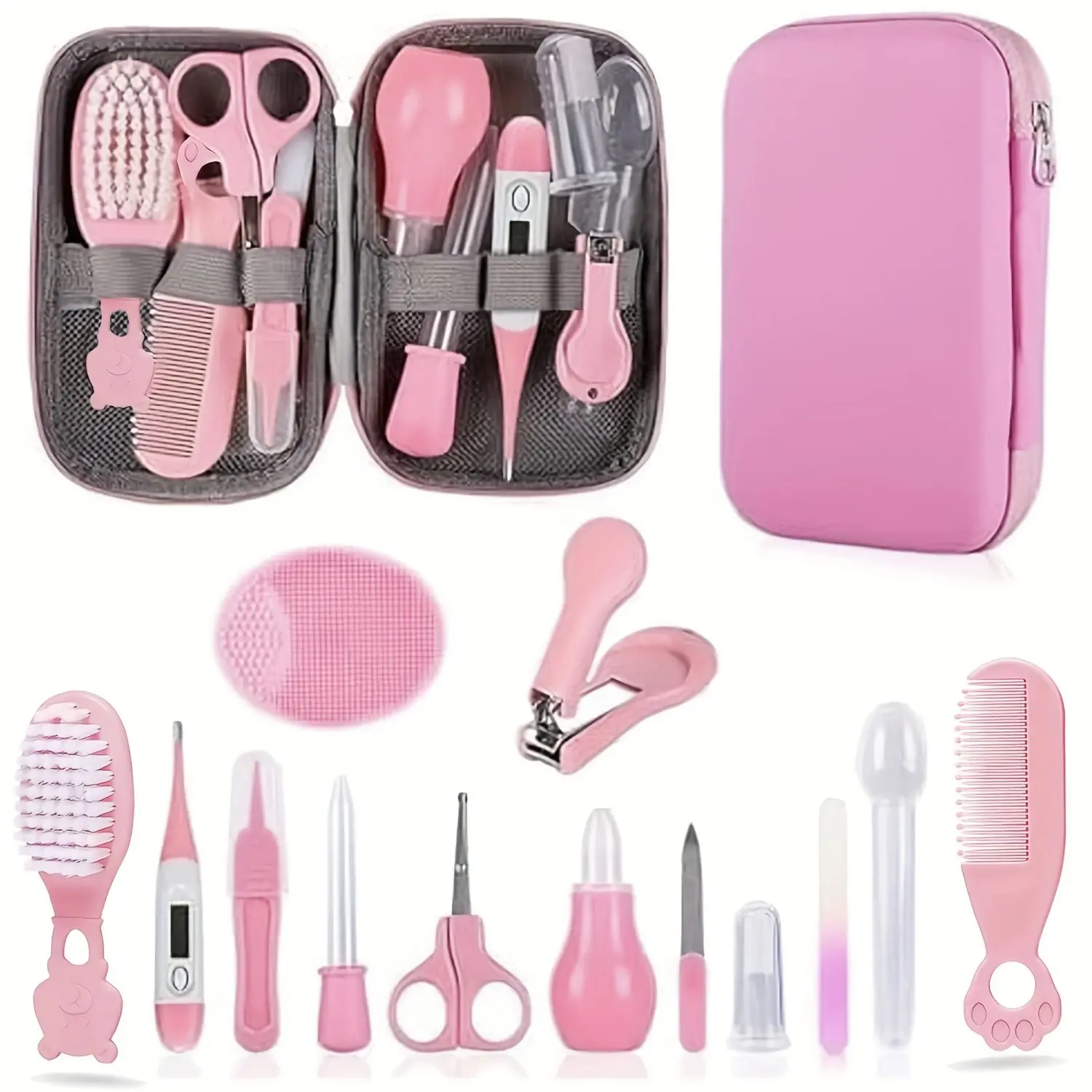 13-Piece Baby Care Set, Infant Safety Kit with Comb, Brush, Nail Clipper, Nose Aspirator, Essential Newborn Gear for Boys and Girls, Babies Kit