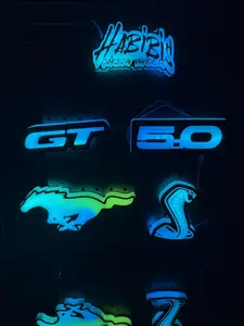 Habibis Carbon Flow Series RGB LED Car Emblem Light - Bluetooth App Controlled, Waterproof Vinyl Car Decals for Shelby Snake Mustang Pony GT 5.0, Trucks