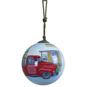 Hand-Blown Glass Ornament Hand-Painted from Inside Glass Ball Bourque Vintage Christmas Tree Ornament Holiday Décor & Housewarming Gift