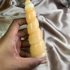Natural Large Orange Calcite Crystal Spiral Tower Unicorn Horn natural crystal