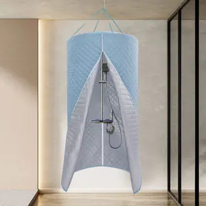 CNCEST Shower Curtain Round Hanging Heat Insulation Bath Curtain for Shower Waterproof Folding Outdoor Camping Bathroom Toilet Tent with Zipper, for Shower, Toilet, Clothing, Beach