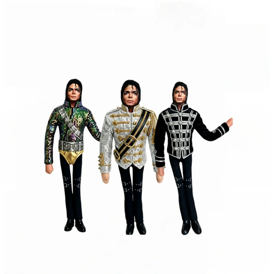3 New Michael Jackson Cosplay Plush Dolls - Movable Joint Soft Stuffed Figure, Home & Bag Decor, Halloween Party Prop, Fan Collectible Gift for Girls (Collector's Edition)