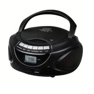 Retro Top-Load CD Player Boombox - Bluetooth Streaming, AM/FM Radio, Dual Speakers, USB/TF Card Support, AUX Input, Headphone Jack, AC Power for Everyday Use & Gift Giving
