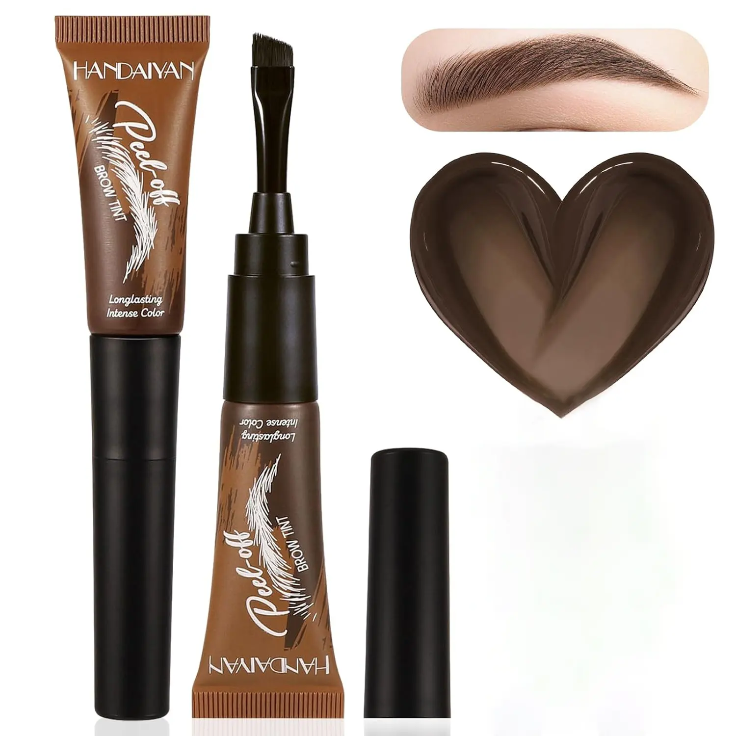 Tattoo Eyebrow Gel Easy Peel Off,Longlasting Eyebrow Gel Peel Off, 【Waterproof】【Sweatproof】【Transfer-proof】Long-lasting Up to 3 Days,Brow Tattoo with 150°Small Curved Tray, Brow Gel Natural Eye Makeup for Women Create Fuller & Defined Brows Makeup