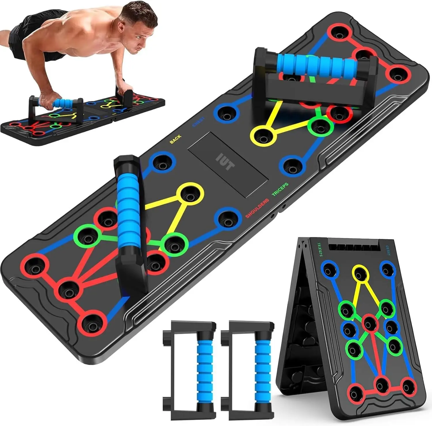 Solid Push Up Board 15 in 1 Home Workout Equipment Multi-Functional Pushup Stands System Fitness Floor Chest Muscle Exercise Professional Equipment Burn Fat