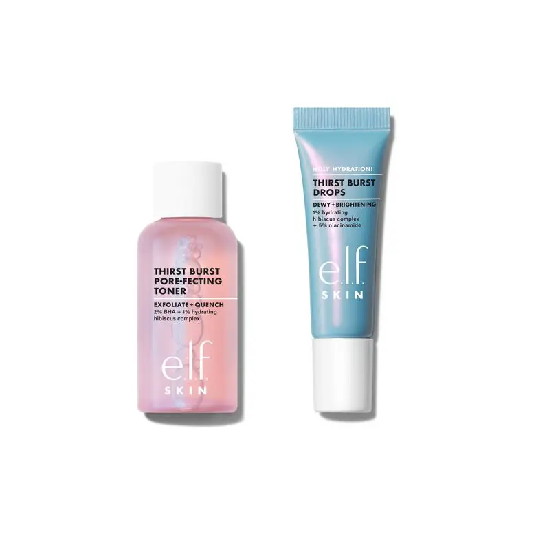 e.l.f. Thirst Burst Dew-o Kit - Travel-Size Skincare Set with Pore-Fecting Toner & Hydrating Drops for Dewy, Radiant Skin
