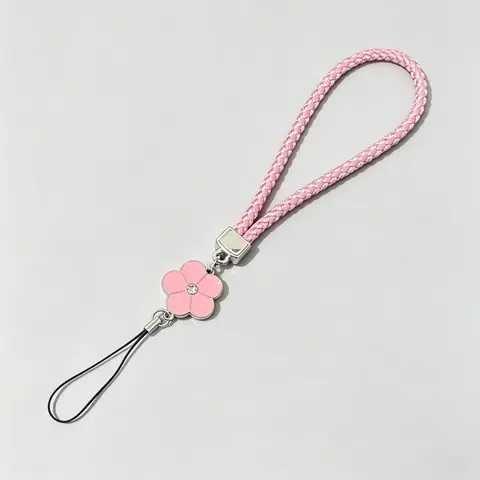 Mobile Phone Charm Lanyard with Free Flower Wrist Strap, Protective Shockproof Cover Smartphone Shell, Color Will Be Sent Randomly Based on Stock (Pink/Black/White)