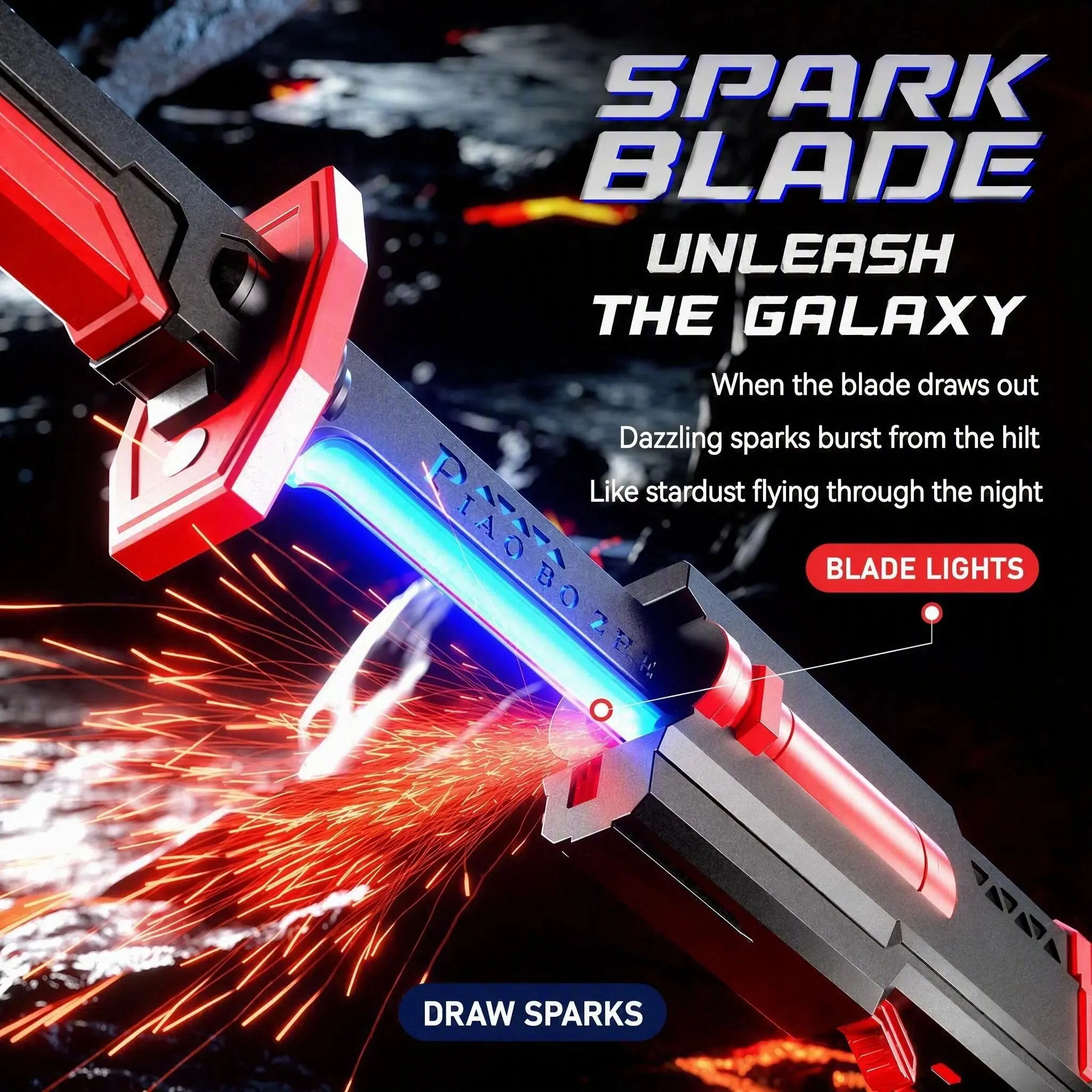 2026 Hit Interstellar Spark Lightsaber: 7-Color Flowing Light Effects & Mist Function – Sound & Light Toy for Boys