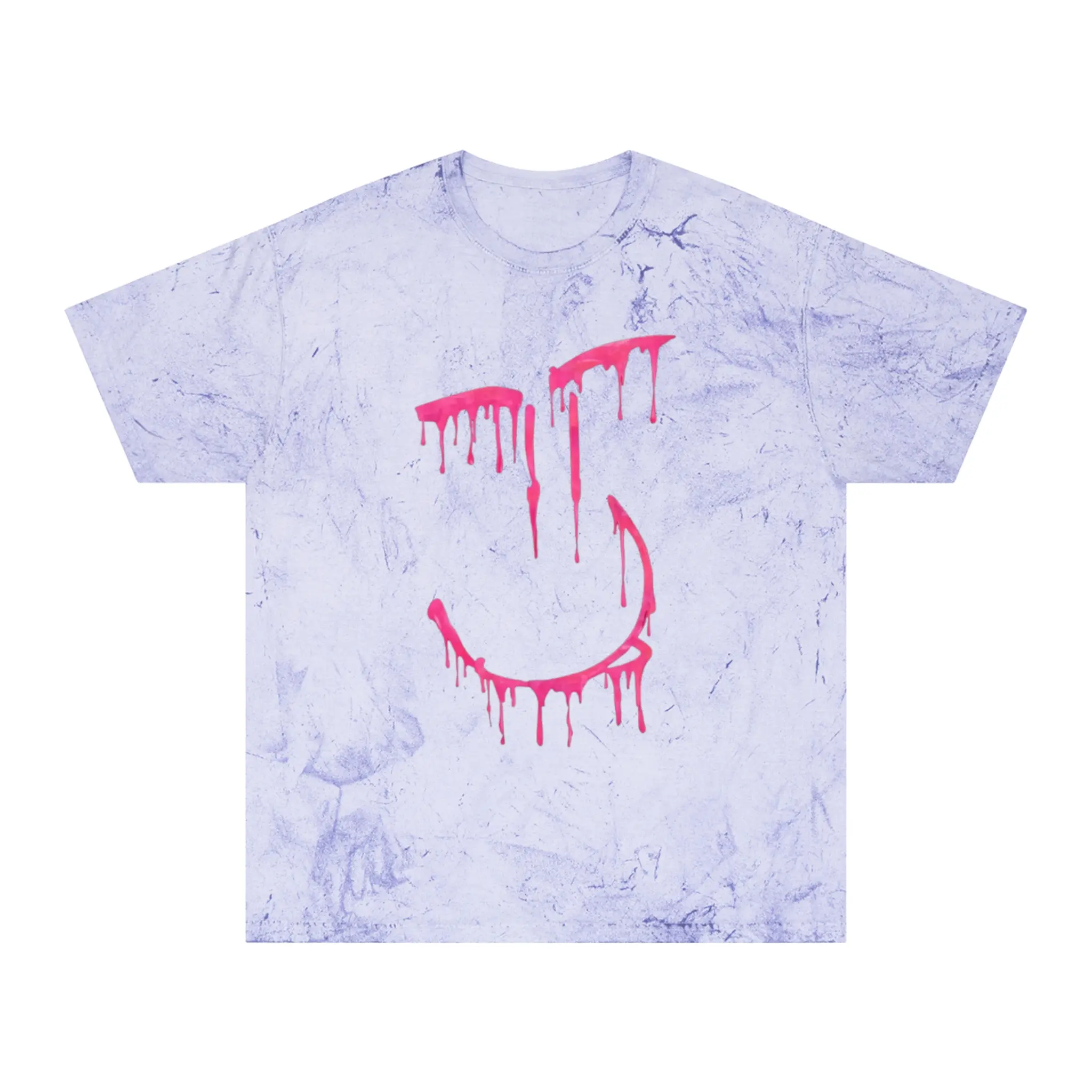 Drip Smeely Face T-Shirt | Tie Dye Bleach Effect  Relaxed Fit Unisex Soft