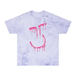 Drip Smiley Face T-Shirt | Tie Dye Bleach Effect Menswear Soft