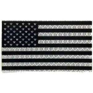 Reflective Printed White/Black US Flag - 2x3.5 Patch