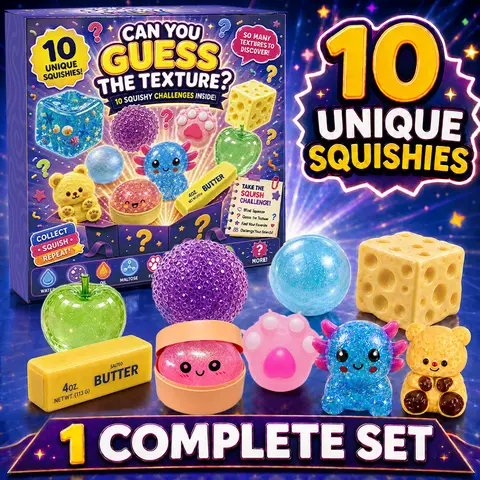 BEIREG 10-Piece Mixed-Texture Fidget Squishies Variety Pack - Unisex Kids Stress Relief Toys with Slow/Fast Rebound, Slow Rising Squishies, Crunchy Squishy, Multiple Bounces, 10 Styles, Guessing Game, Quirky Relaxing Gift-Ready Squishy Balls