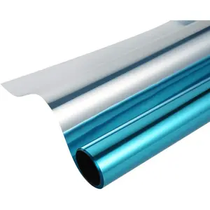 Window Film  Way Mirror Adhesive Reflective Window Tint Anti UV Heat Control Glass Film for  and Office Daytime  Protection 17.7Inch x 10Feet, &Blue