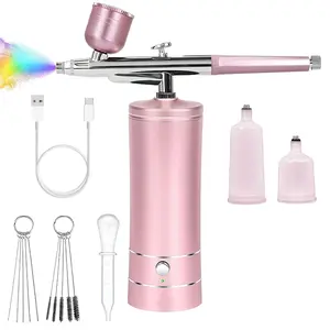 Cordless Portable Airbrush Nail Kit，Portable Mini Air Compressor Kit, 0.3mm Nano Mist Sprayer, USB Powered Air Brush Gun for Nail Art, Tattoo, Makeup, Crafts with Rechargeable Lithium Battery, 950 mAh