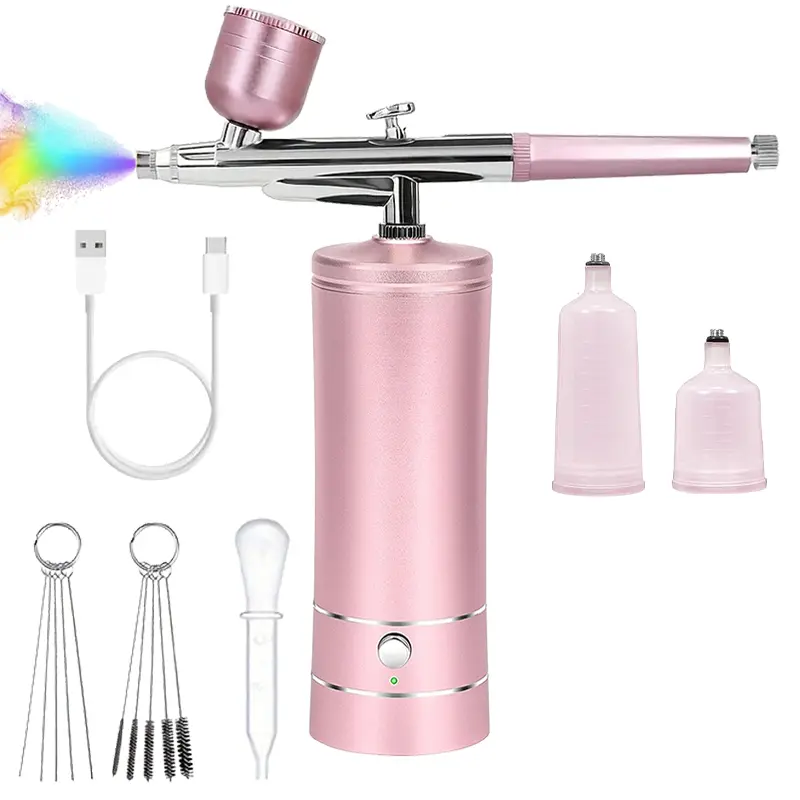Cordless Mini Handheld Airbrush Kit for Nail Techs - 0.3mm Nano Mist Spray Gun, 950mAh Rechargeable Lithium Battery, USB-Powered Mini Air Compressor, Airbrush Spray Guns for Tattoo, Crafts