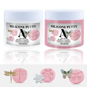 2-Part Silicone Mold Clay (Pink), Silicone Putty, Strong & Flexible, Mixing Ratio for Reusable Silicone Molds, Resin, Soap
