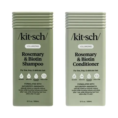 Kitsch Volumizing Rosemary & Biotin Shampoo & Conditioner Combo - Sustainably Sourced Coconut Fragrance Haircare Cleanser for Fine Hair