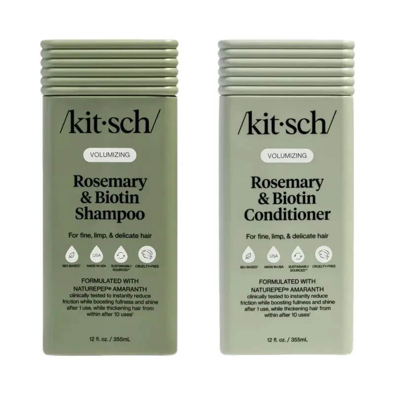 Kitsch Volumizing Rosemary & Biotin Shampoo & Conditioner Combo - Sustainably Sourced Coconut Fragrance Haircare Cleanser for Fine Hair