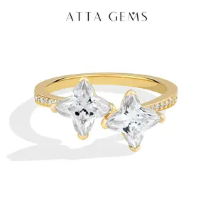 ATTAGEMS 6*6mm 2CT Four Leaf Clover Cut D Color vvs1 Lab-Created Moissanite Ring for Women 925 Sterling Silver Ring Engagement Anniversary Fine Jewelry Lucky Gift SpringStatements R387