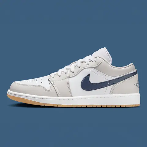 Nike Air Jordan 1 Low Midnight Navy Neutral Grey 553558-146 Men's Fashion Sneaker New