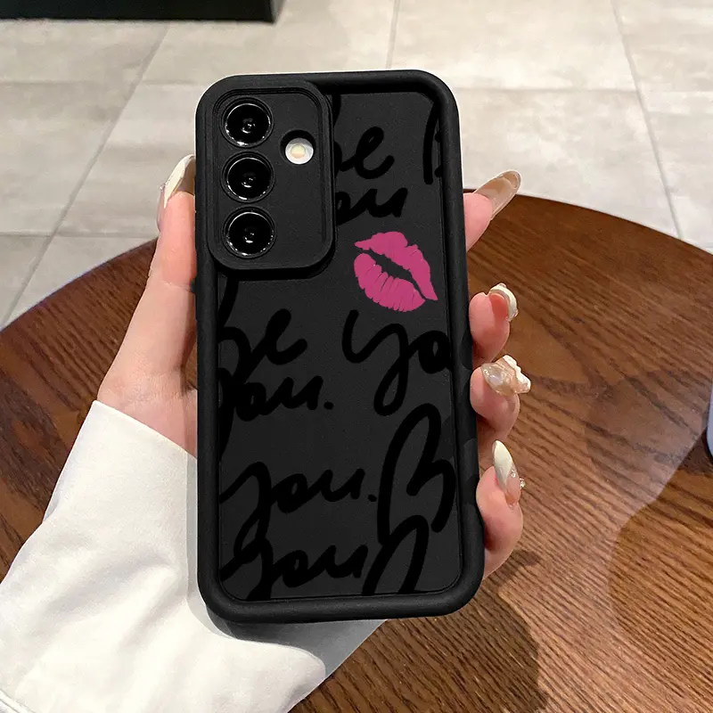Shockproof Silicone Softcase for Samsung S22/S23/S24 Ultra Plus, S25 Smartphone - Creative Character Lipstick Design, Pocket-Friendly, Handheld Cellphone Protection for Devices, Advanced Fashion Gift