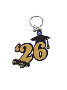 Class of 2026 Keychain Customizable Graduation Gift for Seniors Personalized School Year Keepsake Tassel Charm Accessory with Double Ring Color