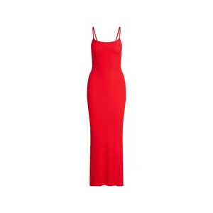 SOFT LOUNGE LONG SLIP DRESS | CHERRY