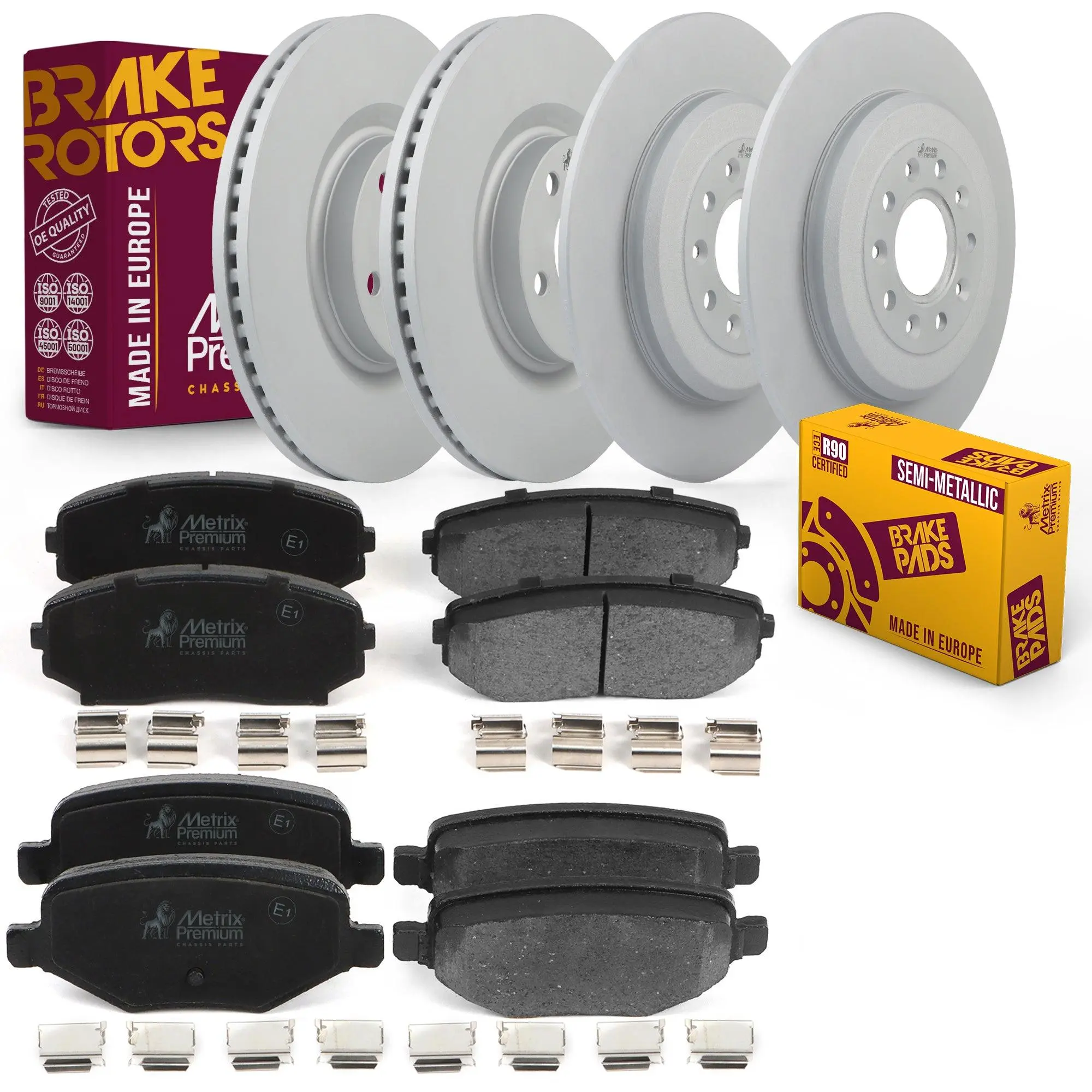 6 PC Front & Rear Brake Rotor & Semi-Metallic Disc Brake Pad Kit 95965MT