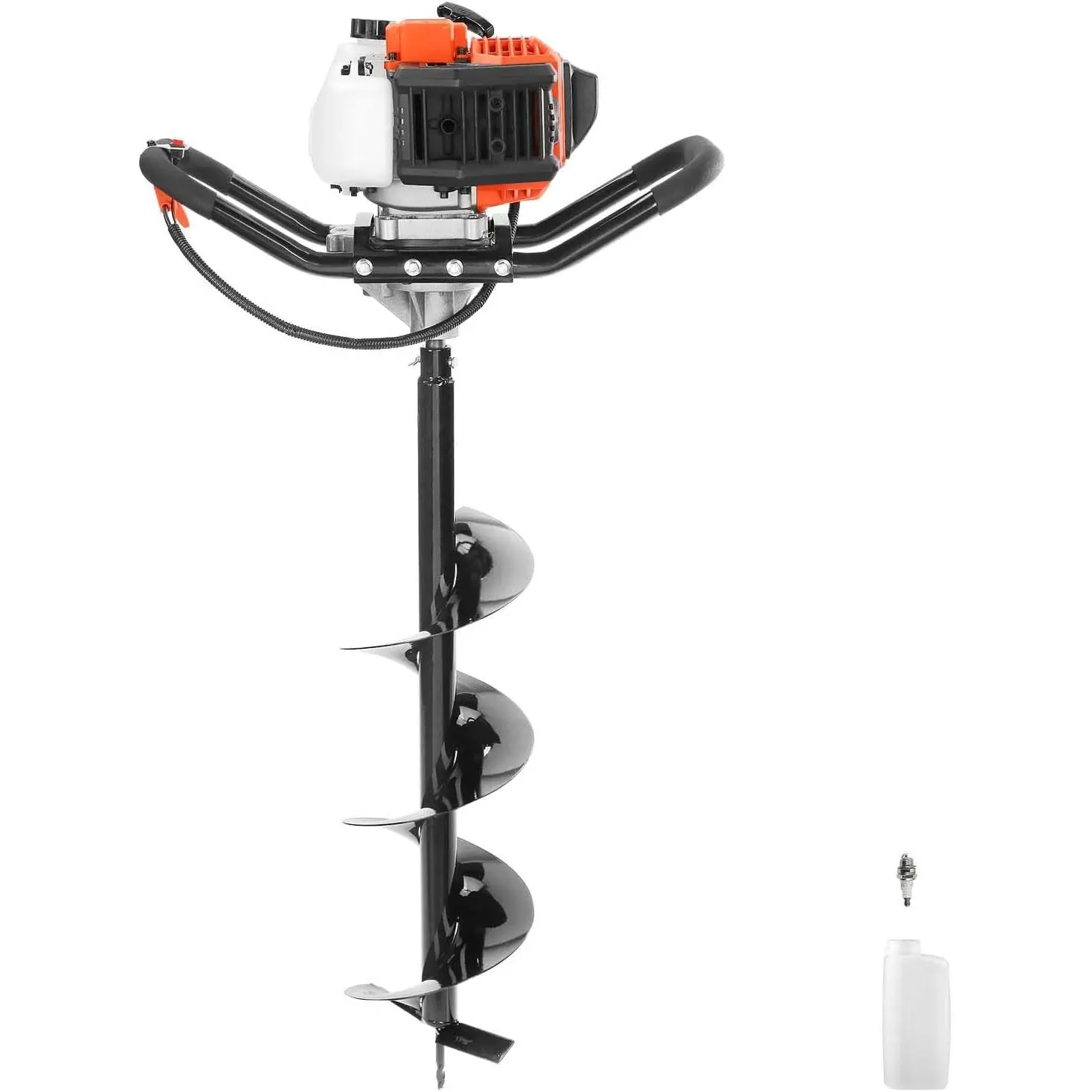 VEVOR Gas Powered Post Hole Digger Full Kit, 43cc 1250W Power Earth Digger with 1 Drill Bit (8" 30in Alloy Steel Auger), Spark Plug, Oil Can, EPA Certified for Farmland, Garden Use