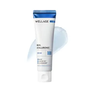Wellage Real Hyaluronic 100 Cream 80ml (2.70 fl.oz)  | Moisturizer, Hyaluronic Acid, Cermide, Skin barrier, Sensitive Skin, Korean Skincare
