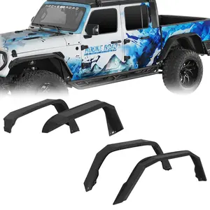 Hooke Road Flat Style Fender Flares w/Turn Signal Lights for 2020-2026 Jeep Gladiator JT