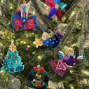 Mexican Hand-Painted Tin Christmas Ornaments