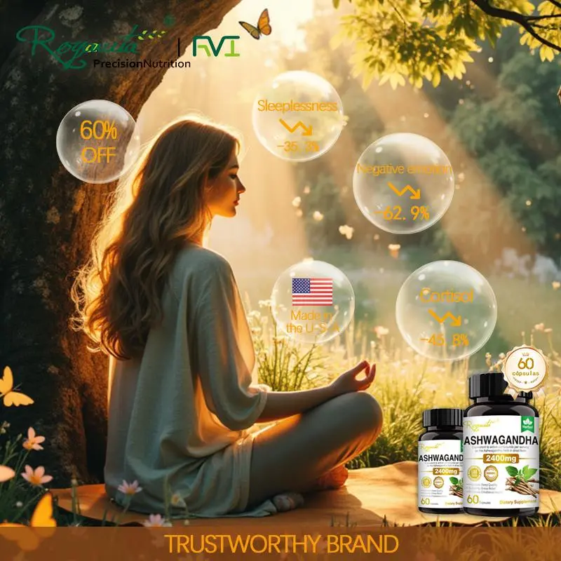 Royavita Ashwagandha, 60 capsules, a combined supplement of Ashwagandha with Vitamin B6 and Vitamin B12 for Stress Relief, Mental Relaxation and Sleep Support.-5