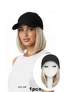 Women's Hat Wig Baseball Cap with Hair Extensions, 6-Inch Synthetic Straight Hair, Adjustable Cap for Daily Use, Synthetic Hair Wigs