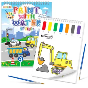 Paint with Water Coloring Books for Toddlers, Traffic Theme Mess Free Watercolor Painting Papers for Kids Water Color Paint Kit Art Craft Birthday Gift for Ages 1-3, 4-8