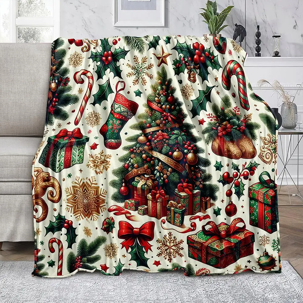 Christmas Themed Blanket, 1 Count Soft Warm Throw Blanket, Soft Warming Blanket, Lightweight Cozy Blanket, Holiday Blankets for Sofa Bed Use, Blanket for Couch, Santa Gifts, Christmas Gifts, Soft Throws Blanket, Microfiber Throw Blanket