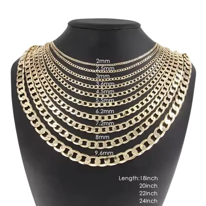 14K Gold Plated Miami Cuban Link Chain 18"-24" / 3mm-8mm Necklace for Men Women Jewelry Luxury Unisex Fashion Accessories