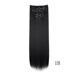 Clip-In Hair Extensions For Women Synthetic 6Pcs/Set 24Inch Long Straight Hairpiece High-Quality Material Heat Resistant Easy To Care And Maintain