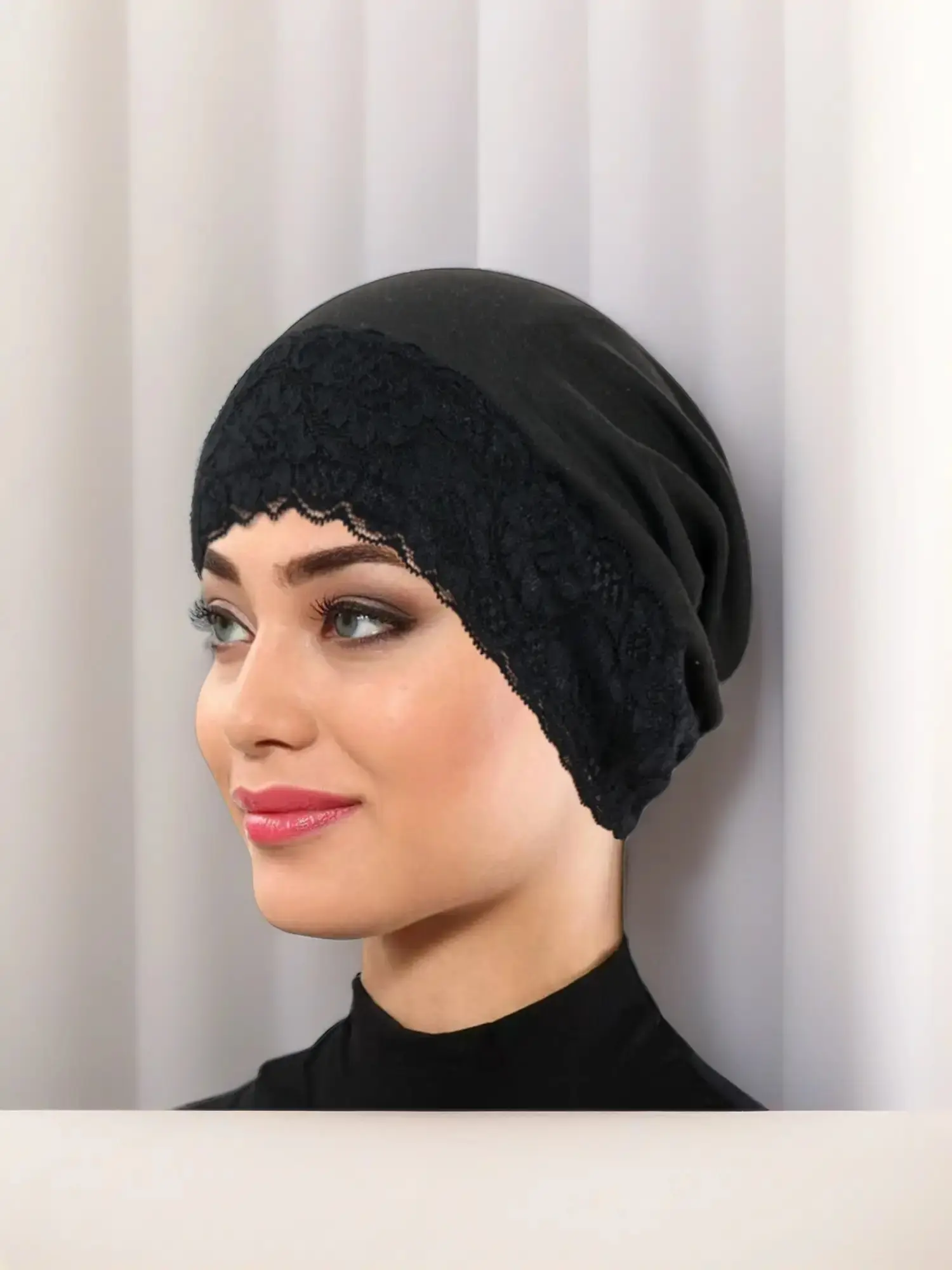Lace-patched headscarf hat, comfortable and skin-friendly for women, exquisite lace design for daily wear, Turban Hijab, Modesty