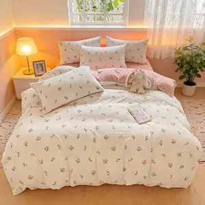 Style Floral Three-Piece Bedding Set, Soft Breathable Fabric, No Fading, All-Season Use, Home & Dormitory, Breathable Duvet Set, Bedroom Bedding Set