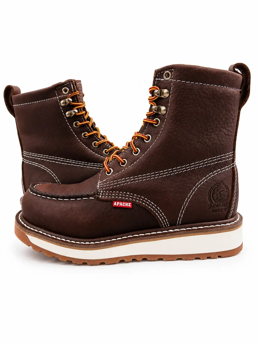 Men's Apache work boots 8" soft toe High quality genuine leader / Botas de trabajo Apache 8" alta calidad piel genuina