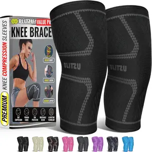 Knee Brace for Meniscus Tear 2 Pack, Knee Compression Sleeve for Men and Women, Knee Support for Arthritis, Swelling, Inflammation, ACL, Pain Relief, Running, Workout, Sports and Recovery Black L