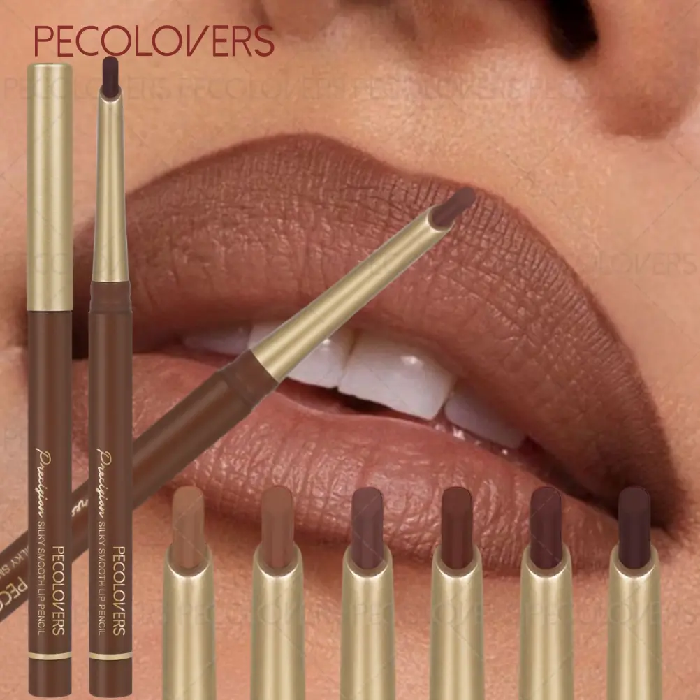 6pcs/set Brown Matte Angled Lip Liner Kit, Lip Pencil, Smooth Finish, Durable and Convenient, Suitable for Daily Makeup, Cosmetic, Lip Liner Pencils