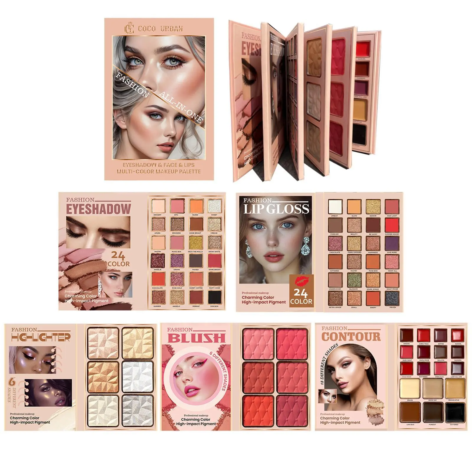 All-In-One Fashion Makeup Palette 78 Eyeshadows Lip Glosses Highlighters Blush Contour Vibrant Pigmented Formulas for Versatile Daily Glam Looks Perfect Multi-Use Beauty Kit for TikTok Creators Makeup Enthusiasts